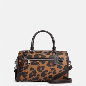 Coach Rowan Satchel leopard print NWT